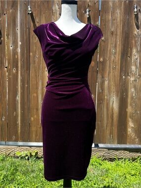 Brand New Molly Bracken Whimsigoth Purple Velvet Draped Sheath Dress